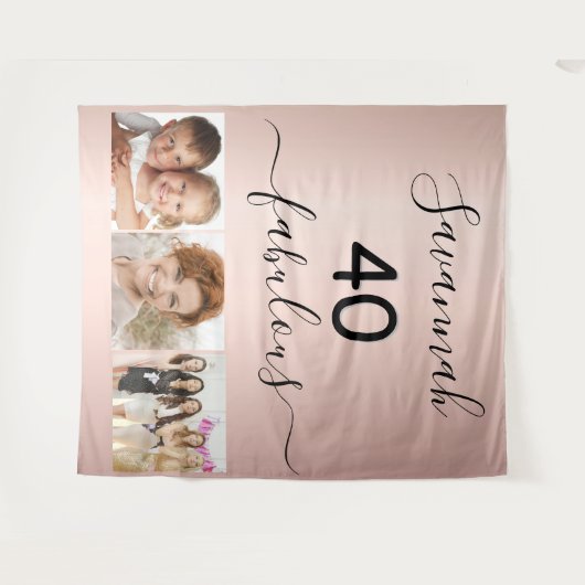 40 fabuleuze roze gouden fotonaam wandkleed (Voorkant (horizontaal))