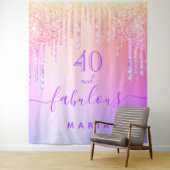 40 fabuleuze verjaardag glinsterend goud paars wandkleed (In situ)