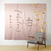 40 fabuleuze verjaardag roze gouden sterren elegan wandkleed (In Situ (horizontaal))