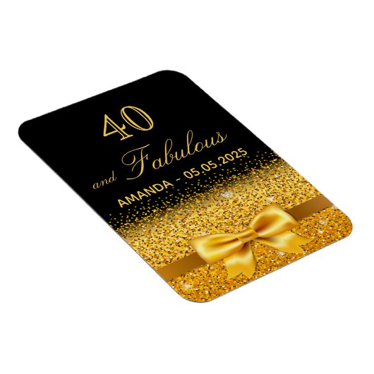40 fabuleuze verjaardag zwart goud save the date magneet (Rechterzijde)