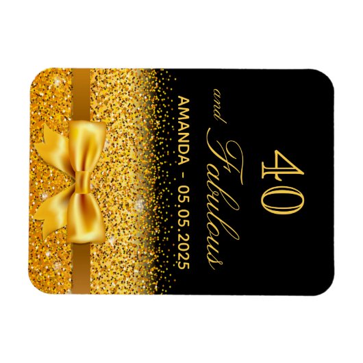 40 fabuleuze verjaardag zwart goud save the date magneet (Horizontaal)