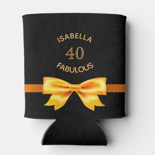 40 fabuleuze verjaardagsfeest zwarte gouden strik blikjeskoeler (Achterkant)