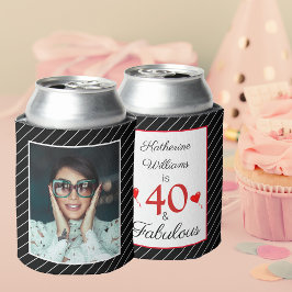 40 & Fabulous 40e Verjaardag Foto Zwart & Wit Blikjeskoeler