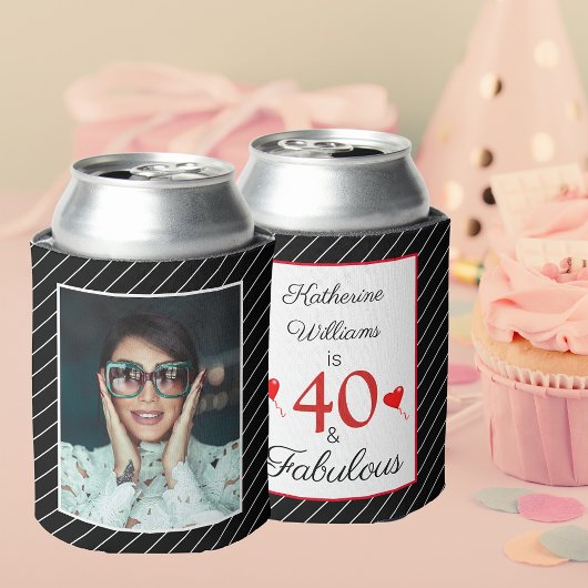 40 & Fabulous 40e Verjaardag Foto Zwart & Wit Blikjeskoeler