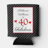 40 & Fabulous 40e Verjaardag Foto Zwart & Wit Blikjeskoeler (Achterkant)