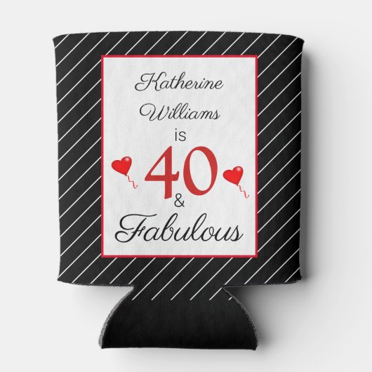 40 & Fabulous 40e Verjaardag Foto Zwart & Wit Blikjeskoeler (Achterkant)