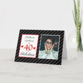 40 & Fabulous 40e Verjaardag Foto Zwart & Wit Kaart (Voorkant)