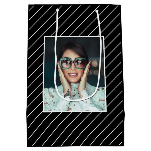 40 & Fabulous 40e Verjaardag Foto Zwart & Wit Medium Cadeauzakje (Achterkant)