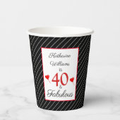 40 & Fabulous 40e Verjaardag Foto Zwart & Wit Papieren Bekers (Achterkant)