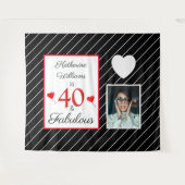 40 & Fabulous 40e Verjaardag Foto Zwart & Wit Wandkleed (Voorkant (horizontaal))