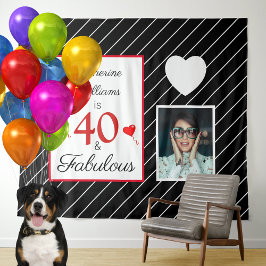 40 & Fabulous 40e Verjaardag Foto Zwart & Wit Wandkleed
