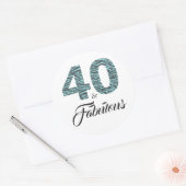 40 Fabulous 40e verjaardag Turquoise Zwart Zebra Ronde Sticker (Envelop)