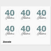 40 Fabulous 40e verjaardag Turquoise Zwart Zebra Ronde Sticker (Vel)