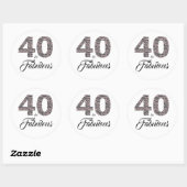 40 Fabulous 40e verjaardag Zilver Roze Zwart Zebra Ronde Sticker (Vel)