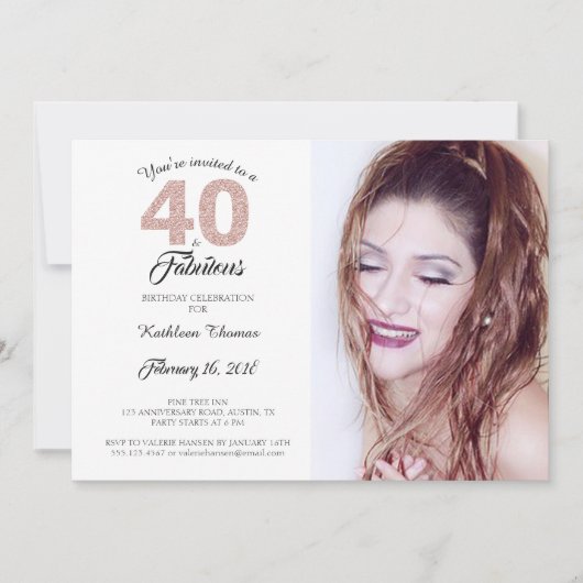 40 Fabulous 40e verpartij foto uitnodiging (Voorkant)