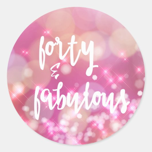40 & Fabulous, 40th Birthday Glamor Ronde Sticker (Voorkant)