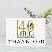 40 & Fabulous 40th Birthday Party - Hartelijk dank Bedankkaart (Staand voorkant)