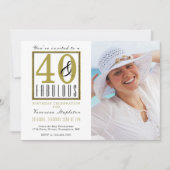 40 & Fabulous 40th Birthday Party Invitation Kaart (Voorkant)