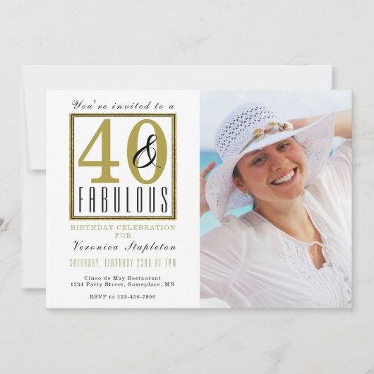 40 & Fabulous 40th Birthday Party Invitation Kaart (Voorkant)