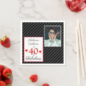 40 & Fabulous 40th Verjaardag Foto Zwart Papier Servet (Insitu)