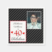 40 & Fabulous 40th Verjaardag Foto Zwart Papier Servet (Voorkant)