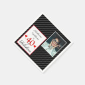 40 & Fabulous 40th Verjaardag Foto Zwart Papier Servet (Hoek)