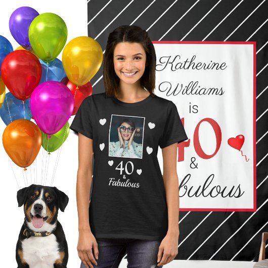 40 Fabulous 40th Verjaardag Foto Zwart Wit Vrouwen T-shirt