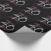 40 & Fabulous Aangepaste Naam Roze op Zwart Cadeaupapier (Hoek)