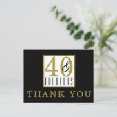 40 & Fabulous Birthday Party Black Hartelijk dank Briefkaart (Staand voorkant)