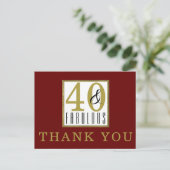 40 & Fabulous Birthday Party Burgundy Dank u Briefkaart (Staand voorkant)