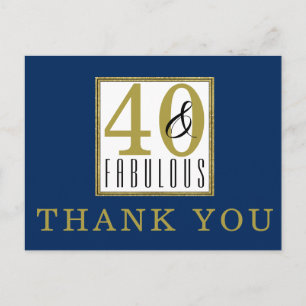 40 & Fabulous Birthday Party Dank u Briefkaart