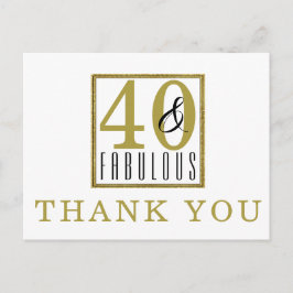 40 & Fabulous Birthday Party Dank u Briefkaart