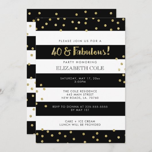 40- & Fabulous Birthday Party-uitnodigingen Kaart (Voorkant / Achterkant)