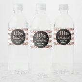 40 & Fabulous Birthday Roos Gouden Glitter Strepen Waterfles Etiket (Flessen)