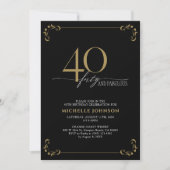 40- & Fabulous Black- en Gold-kalligrafie, zaterda Kaart (Voorkant)