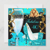 40 Fabulous Blauwgroen Blue Gold 40th Birthday Par Kaart (Voorkant)