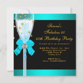 40 Fabulous Blauwgroen Blue Gold 40th Birthday Par Kaart (Achterkant)