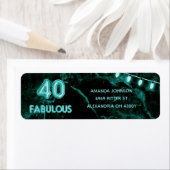 40 & Fabulous Blauwgroen & Zwart 40e Verjaardag Etiket (Insitu)