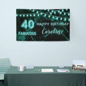40 & Fabulous Blauwgroen Zwarte Ballon Lights Verj Spandoek (Beurs)