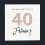 40 Fabulous Blush Pink Glitter 40th Birthday Party Servet<br><div class="desc">Het vieren van het draaien 40 in stijl met dit elegante douane 40th verjaardagsontwerp, 40 en geweldig in wazige roze glitter en zwart en jouw naam in het schitterende manuscriptkalligrafie. Exclusief voor u ontworpen door Happy Dolphin Studio. Als je hulp nodig hebt, kun je contact met ons opnemen via onze...</div>