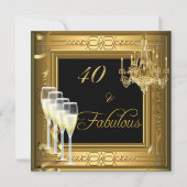 40 &Fabulous Celebration Gold Black Birthday 2 Kaart (Voorkant)