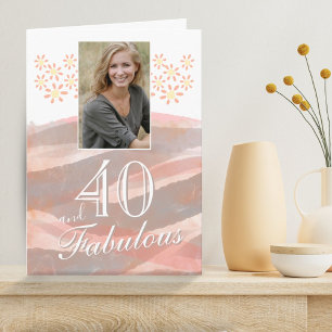 40 & Fabulous Daisy Bloem Watercolor Verjaardag Kaart
