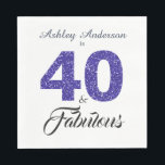 40 Fabulous Dark Blue Glitter 40th Birthday Party Servet<br><div class="desc">Het vieren van het draaien 40 in stijl met dit elegante douane 40th verjaardagsontwerp, 40 en fabelachtig in donkerblauwe glitter en zwart en jouw naam in de kalligrafie van het kische manuscript. Exclusief voor u ontworpen door Happy Dolphin Studio. Als je hulp nodig hebt, kun je contact met ons opnemen...</div>