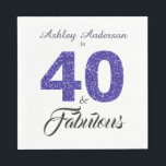 40 Fabulous Dark Blue Glitter 40th Birthday Party Servet<br><div class="desc">Het vieren van het draaien 40 in stijl met dit elegante douane 40th verjaardagsontwerp, 40 en fabelachtig in donkerblauwe glitter en zwart en jouw naam in de kalligrafie van het kische manuscript. Exclusief voor u ontworpen door Happy Dolphin Studio. Als je hulp nodig hebt, kun je contact met ons opnemen...</div>