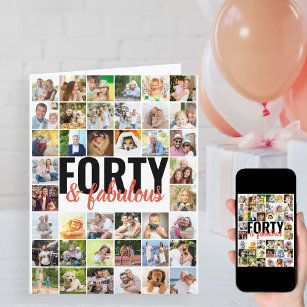 40 & Fabulous Editable Big Photo Collage Birthday Kaart