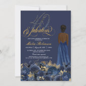 40 & Fabulous Elegant Sapphire Formal Birthday Inv Kaart (Voorkant)