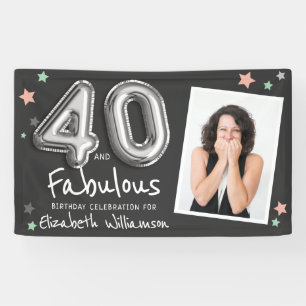 40- & Fabulous Foil-ballonbanden Foto Birthday Spandoek