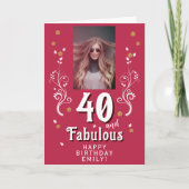 40 & Fabulous Foliage Magent 40th Birthday Foto Kaart (Voorkant)