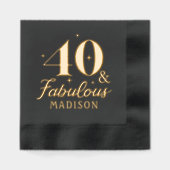 40 & Fabulous Fortieth Verjaardag Gepersonaliseerd Folie Servetten (Voorkant)