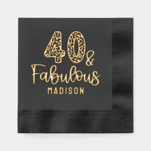 40 & Fabulous Fortieth Verjaardag Gepersonaliseerd Folie Servetten (Voorkant)